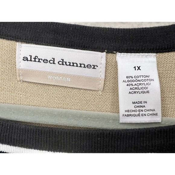 Alfred Dunner NWOT Beige Black Stripe Sweater Blouse Womens Plus Size 1X - Picture 3 of 8